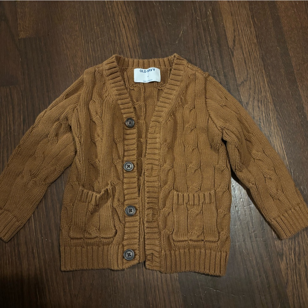 Cable Knit Cardigan Sweater - Brown